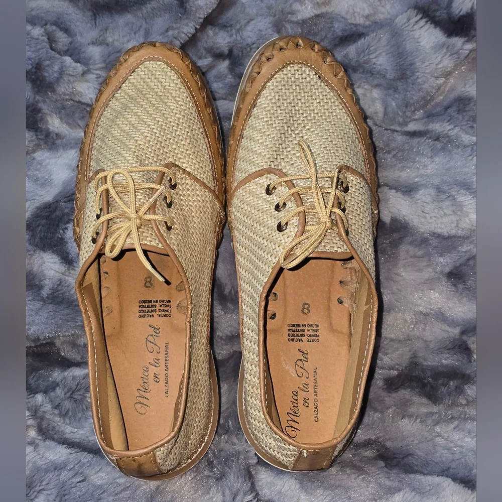 NWB Mexico en la Piel Handmade Leather and Jute Huarache Shoes Men‎ Size 8